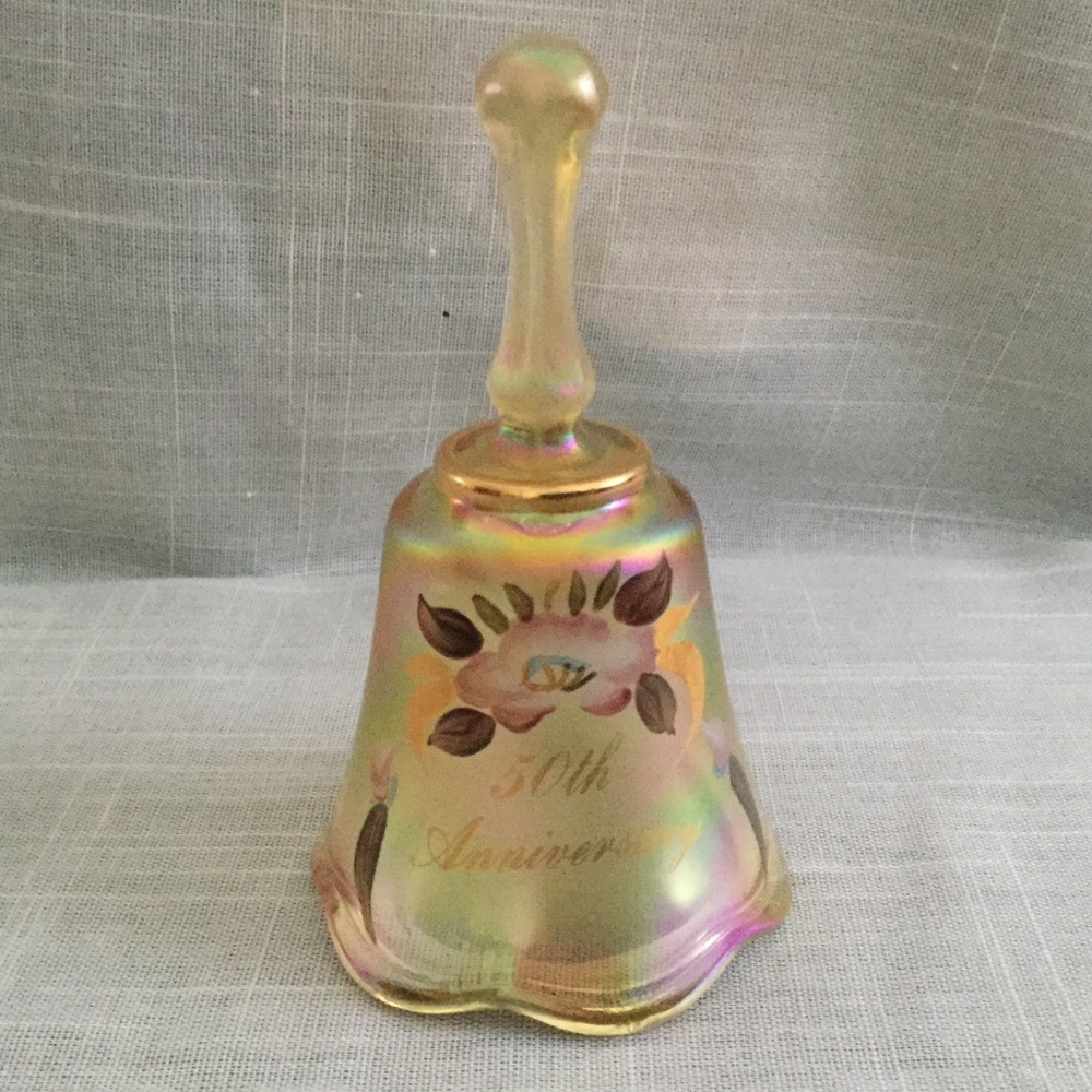 GOLD AMBER GLASS IRIDESCENT CARNIVAL VINTAGE